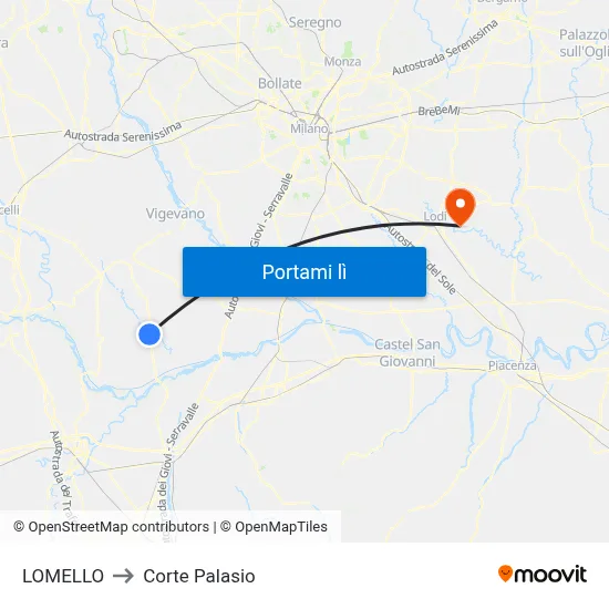 LOMELLO to Corte Palasio map