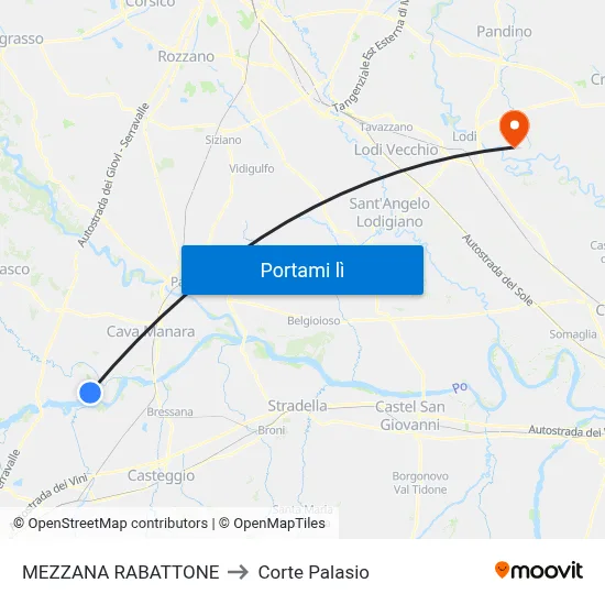MEZZANA RABATTONE to Corte Palasio map