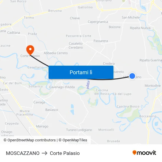 MOSCAZZANO to Corte Palasio map
