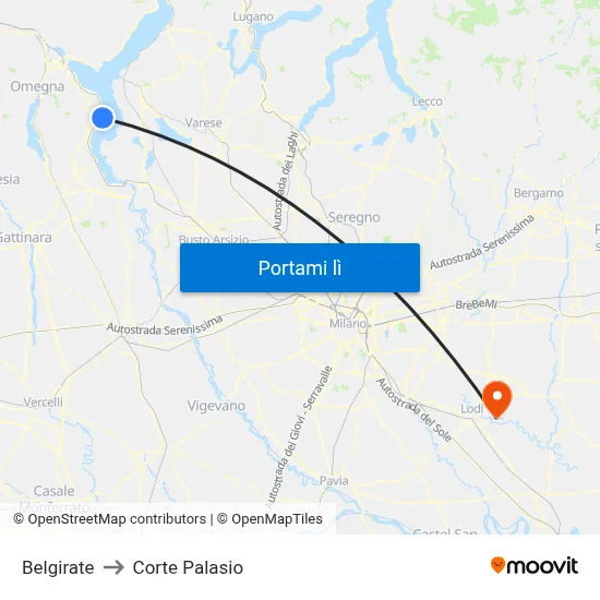 Belgirate to Corte Palasio map