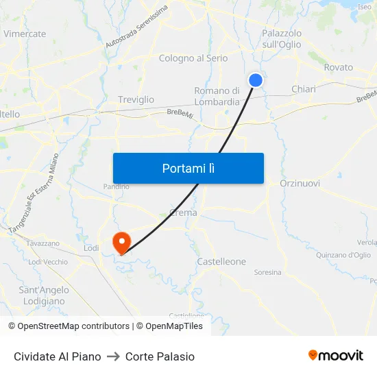 Cividate Al Piano to Corte Palasio map