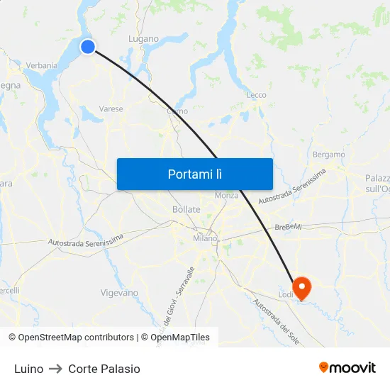 Luino to Corte Palasio map