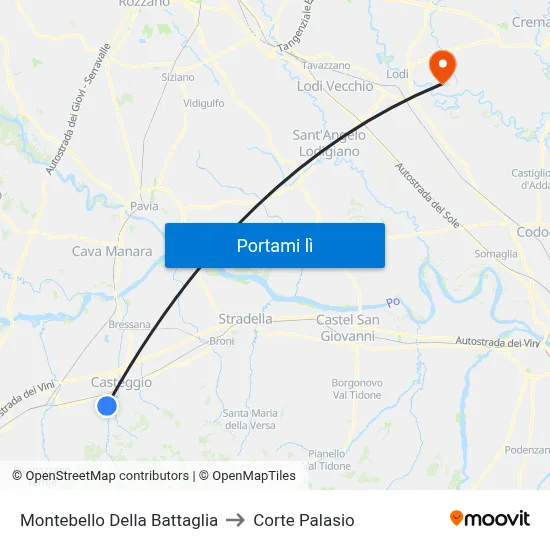 Montebello Della Battaglia to Corte Palasio map