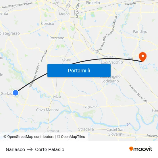 Garlasco to Corte Palasio map