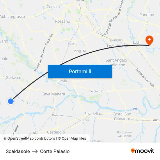 Scaldasole to Corte Palasio map