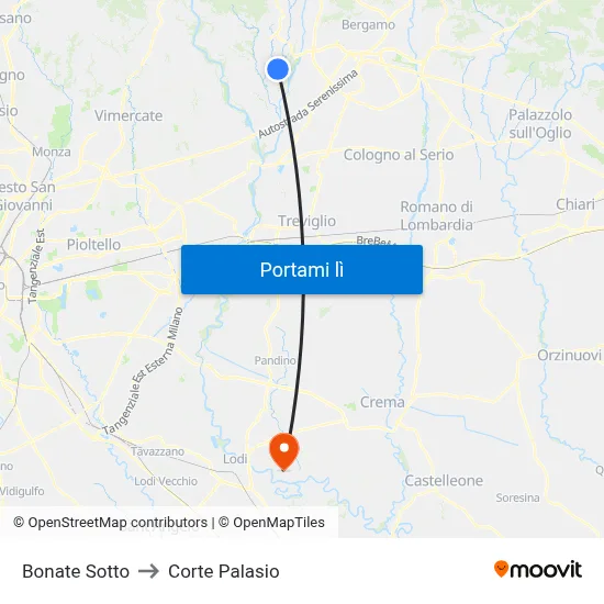 Bonate Sotto to Corte Palasio map