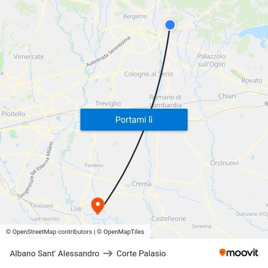Albano Sant' Alessandro to Corte Palasio map