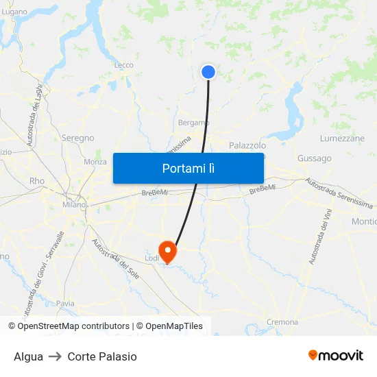 Algua to Corte Palasio map