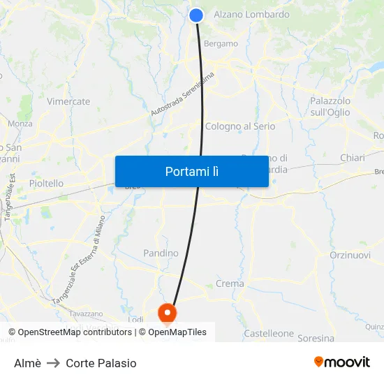 Almè to Corte Palasio map