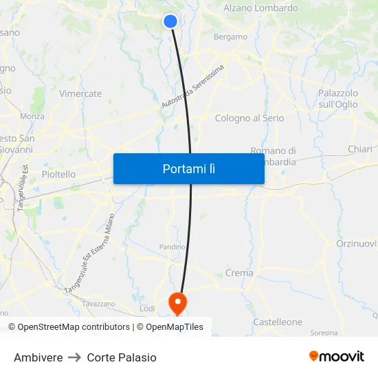 Ambivere to Corte Palasio map