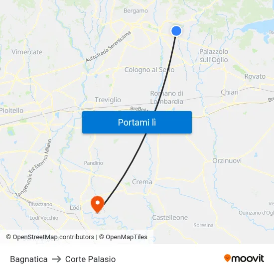Bagnatica to Corte Palasio map