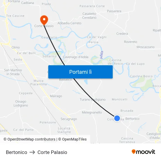 Bertonico to Corte Palasio map