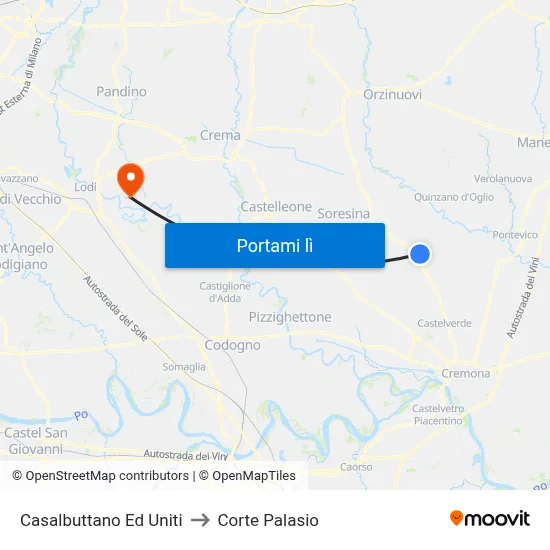 Casalbuttano Ed Uniti to Corte Palasio map