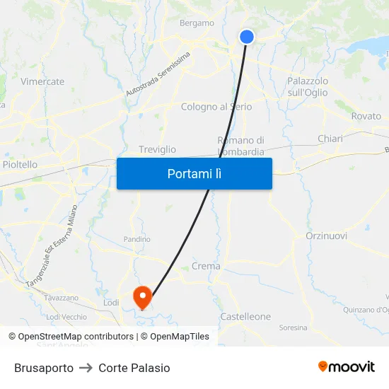 Brusaporto to Corte Palasio map