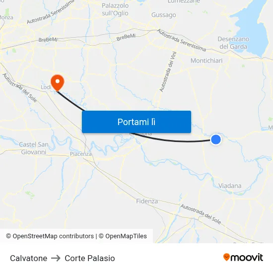 Calvatone to Corte Palasio map