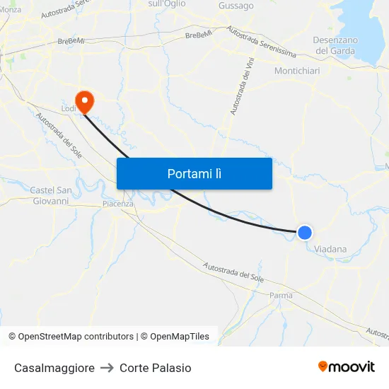 Casalmaggiore to Corte Palasio map