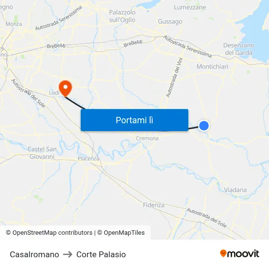 Casalromano to Corte Palasio map