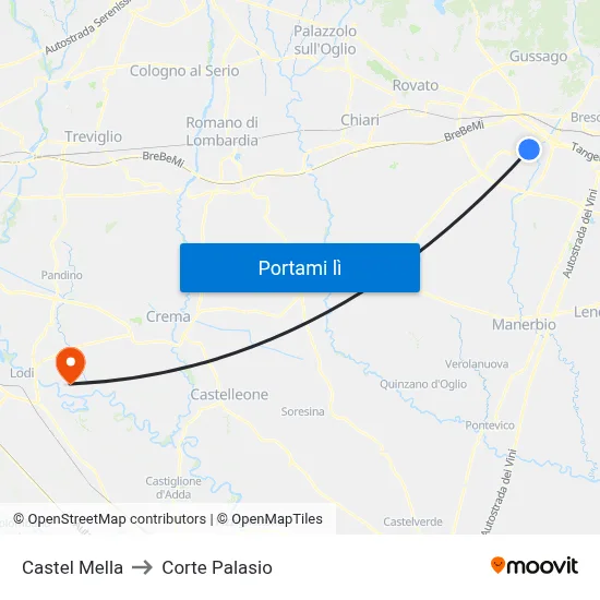 Castel Mella to Corte Palasio map