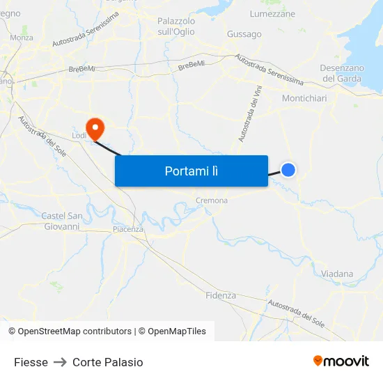 Fiesse to Corte Palasio map