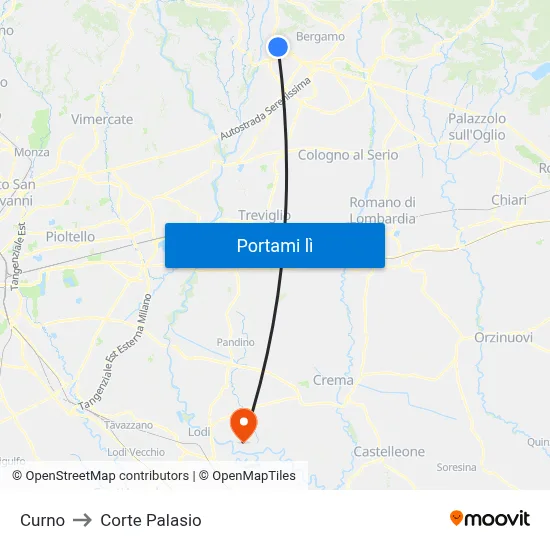 Curno to Corte Palasio map