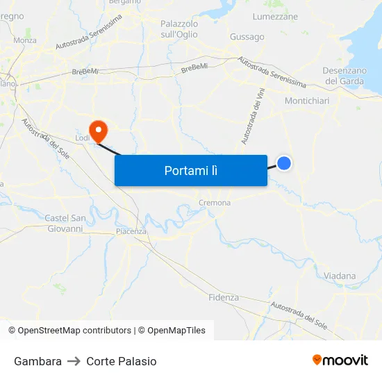 Gambara to Corte Palasio map