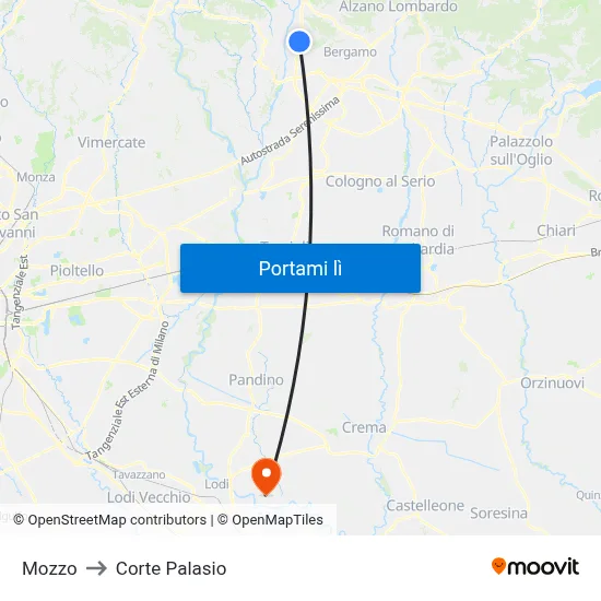 Mozzo to Corte Palasio map