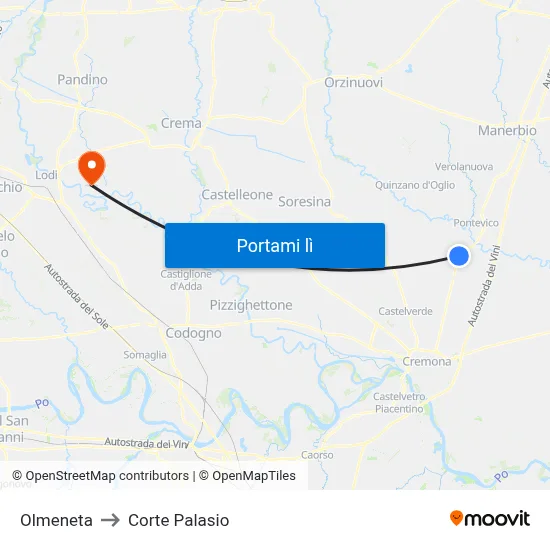 Olmeneta to Corte Palasio map