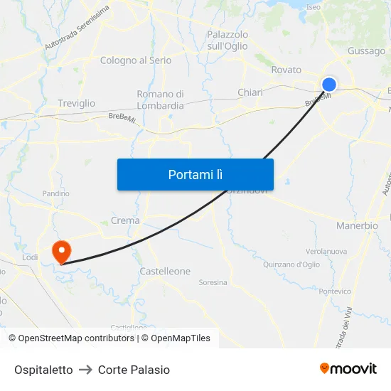 Ospitaletto to Corte Palasio map