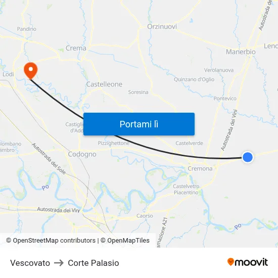 Vescovato to Corte Palasio map