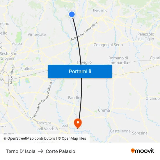 Terno D' Isola to Corte Palasio map