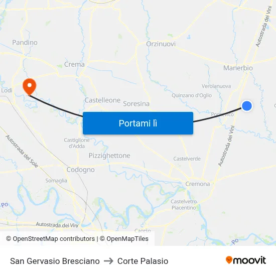 San Gervasio Bresciano to Corte Palasio map
