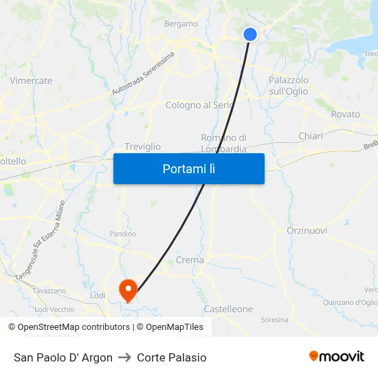 San Paolo D' Argon to Corte Palasio map