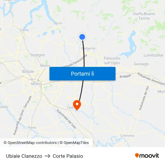 Ubiale Clanezzo to Corte Palasio map