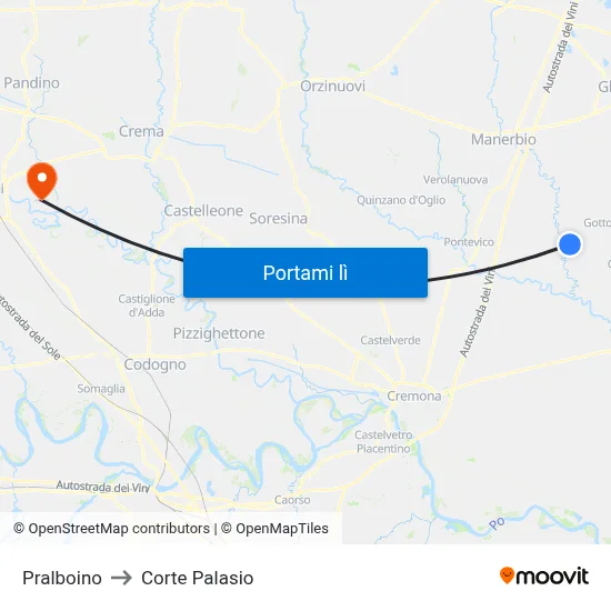 Pralboino to Corte Palasio map