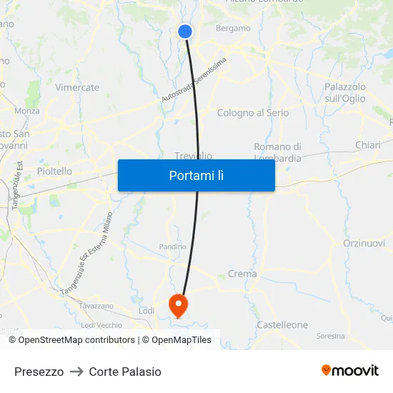 Presezzo to Corte Palasio map