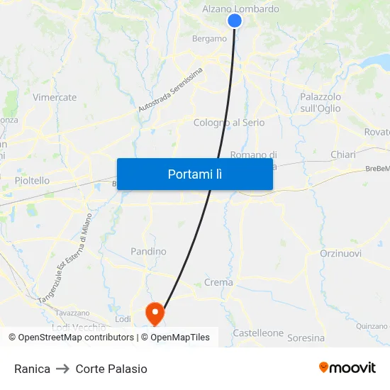 Ranica to Corte Palasio map