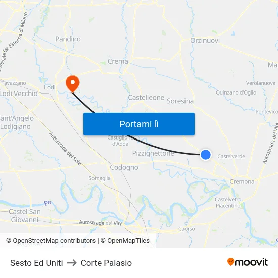 Sesto Ed Uniti to Corte Palasio map