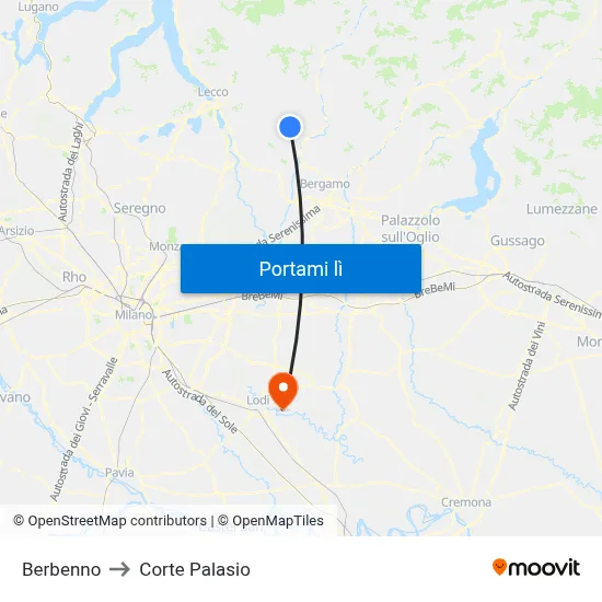 Berbenno to Corte Palasio map