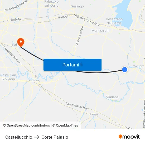 Castellucchio to Corte Palasio map