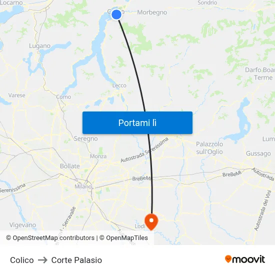 Colico to Corte Palasio map