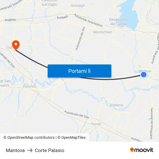Mantova to Corte Palasio map