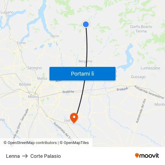 Lenna to Corte Palasio map