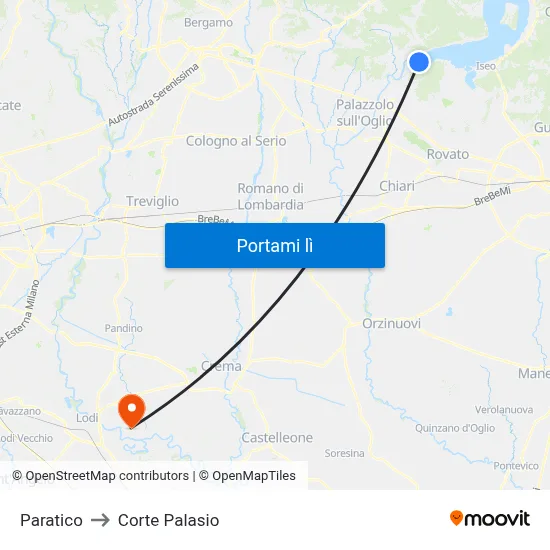 Paratico to Corte Palasio map