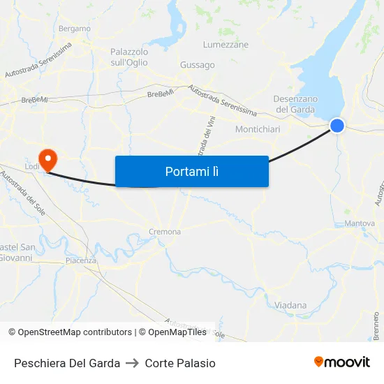 Peschiera Del Garda to Corte Palasio map