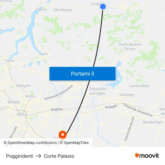 Poggiridenti to Corte Palasio map