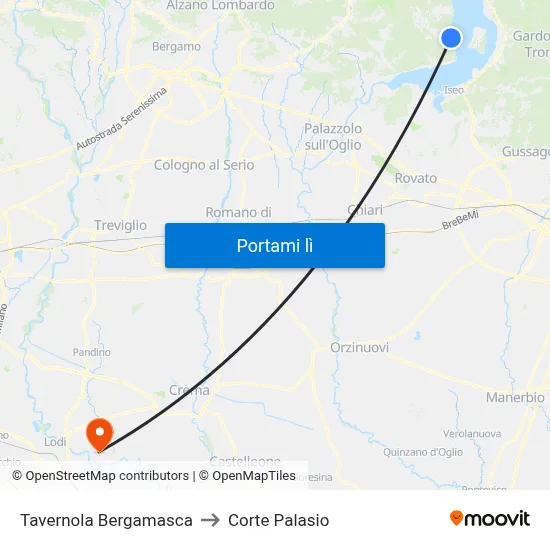 Tavernola Bergamasca to Corte Palasio map