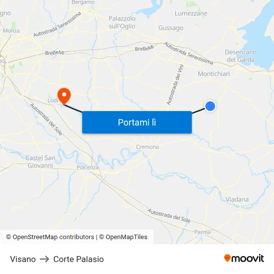 Visano to Corte Palasio map