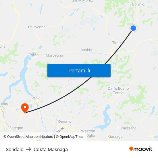 Sondalo to Costa Masnaga map