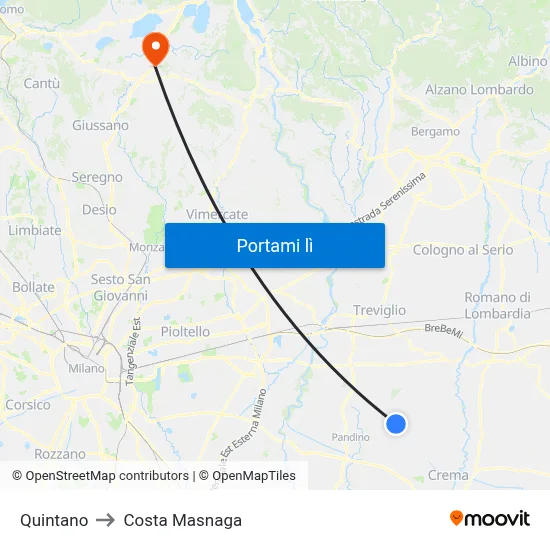 Quintano to Costa Masnaga map