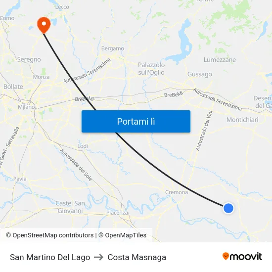 San Martino Del Lago to Costa Masnaga map